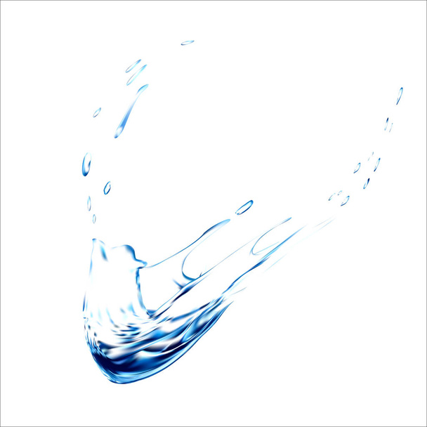 Blue water splash. Spray with drops isolated. 3d illustration vector. Aqua splashing surface background created with gradient mesh tool. water spash. water surface. water vector. watre splash. - Vector, Image