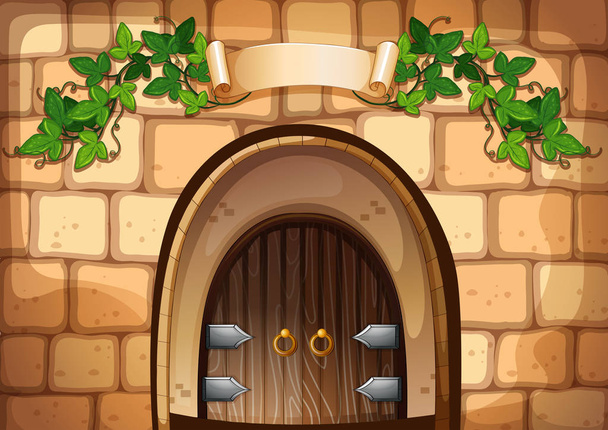 Castel door with vine over it - Вектор, зображення