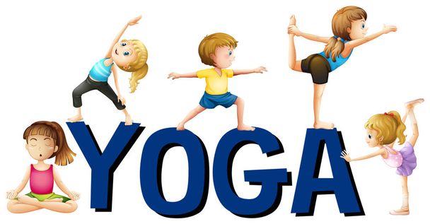 Diseño de fuente con palabra yoga
 - Vector, Imagen