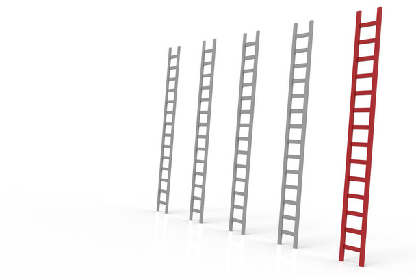 conceito de liderança com escada vermelha
  - Foto, Imagem