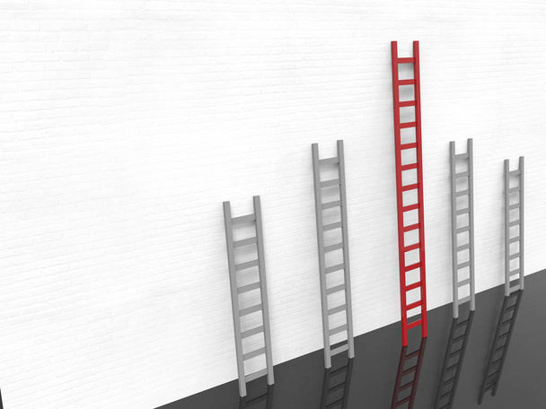 концепція лідерства з червоними сходами
  - Фото, зображення