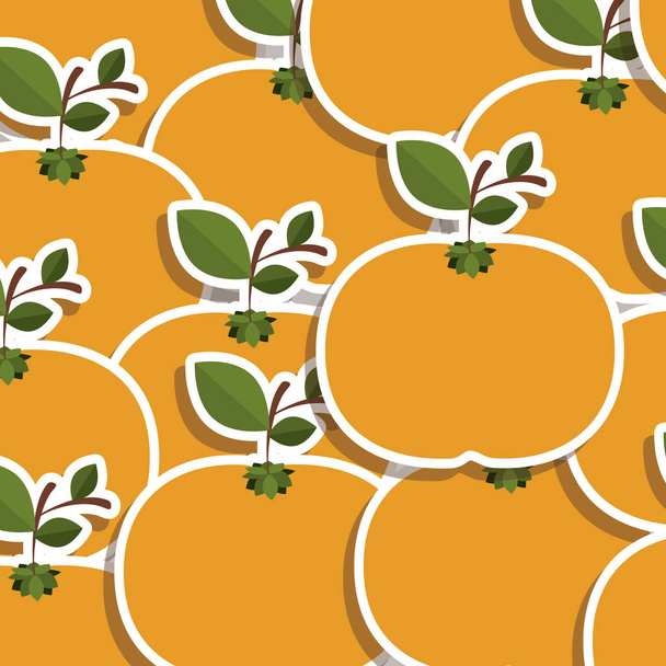 silueta barevný vzor ovoce mandarinky s stonek a listy - Vektor, obrázek