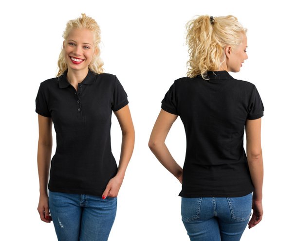 T-shirt femme en polo noir
 - Photo, image