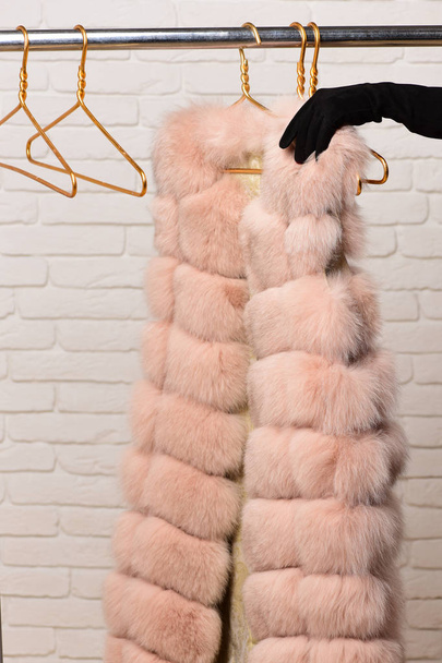 fashionable fur on hangers - Photo, Image