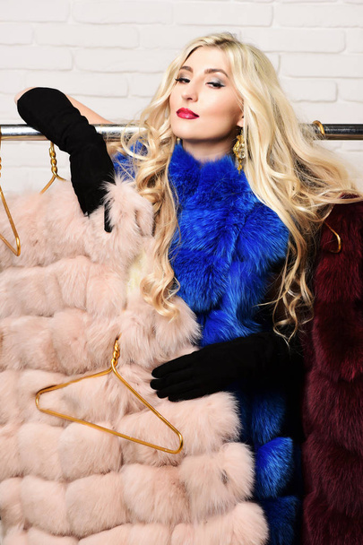 fashionable sexy woman in fur - Photo, Image