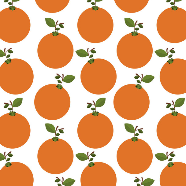 πολύχρωμο μοτίβο των πορτοκαλιών με στέλεχος και φύλλα - Διάνυσμα, εικόνα