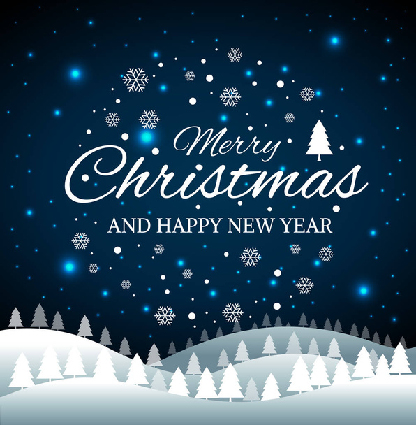 Christmas and New Years background with Christmas Tree Landscape - Vektor, Bild