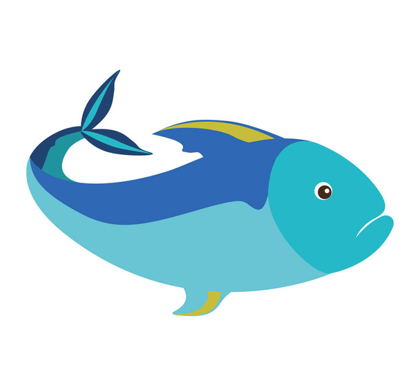 барвистий силует з морською рибою синій
 - Вектор, зображення