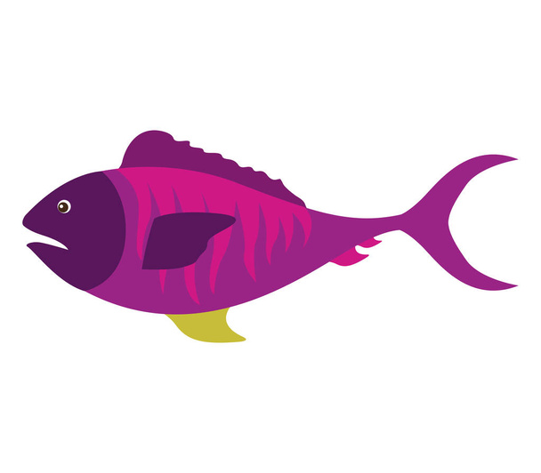 colorful silhouette with sea fish purple - Vector, Image