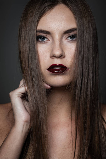 dark lipstick makeup - Photo, Image