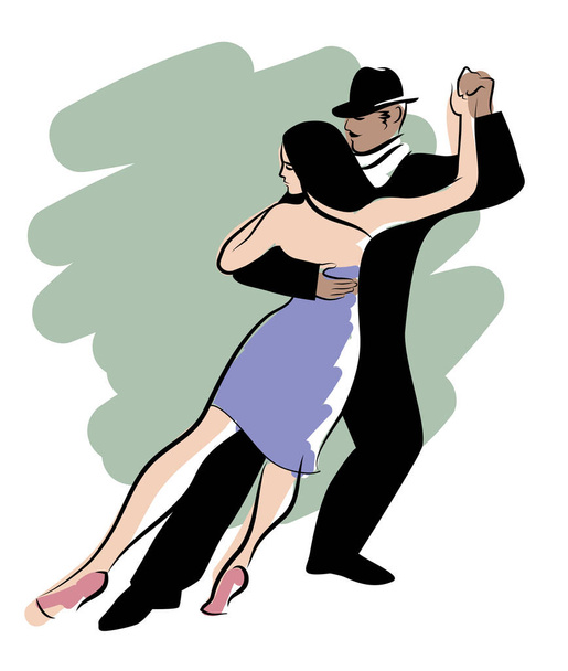 Tango Dance isolated: Design of young couple dancing tango - Vector, Image
