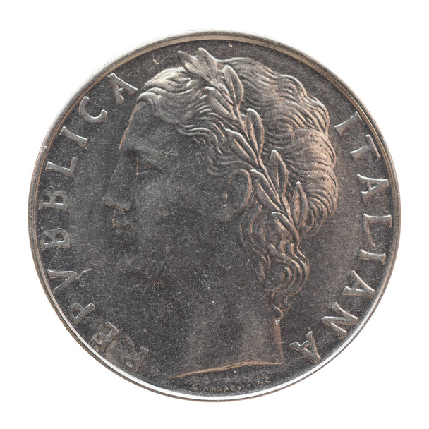 Ιταλική λιρέτα κέρμα απομονωθεί σε λευκό - Φωτογραφία, εικόνα