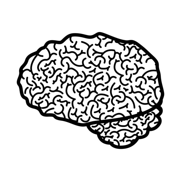 beyin siluet siyah beyaz manzaralı - Vektör, Görsel