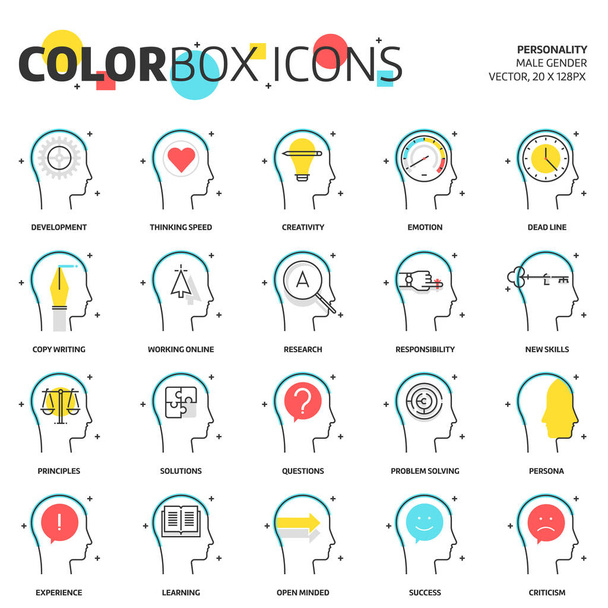 Icônes de boîte de couleur, concept d'affaires et de personnalité
  - Vecteur, image