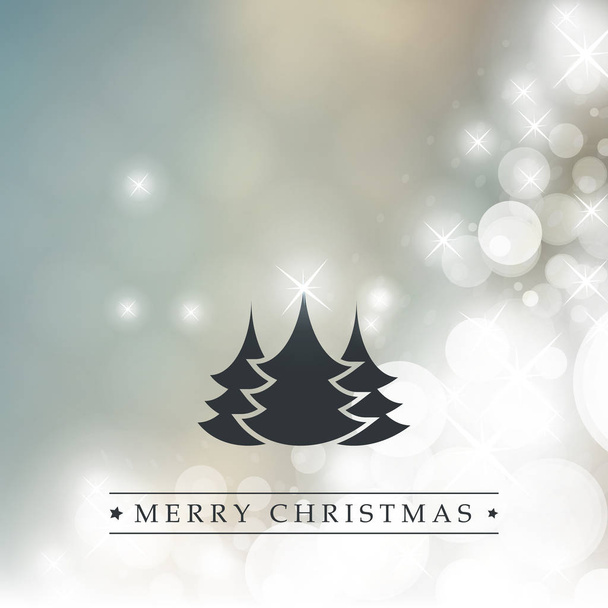 カラフルなモダンなスタイルの幸せな休日、ラベルとメリー クリスマス グリーティング カード、クリスマス ツリーに輝く背景がぼやけ - ベクター画像