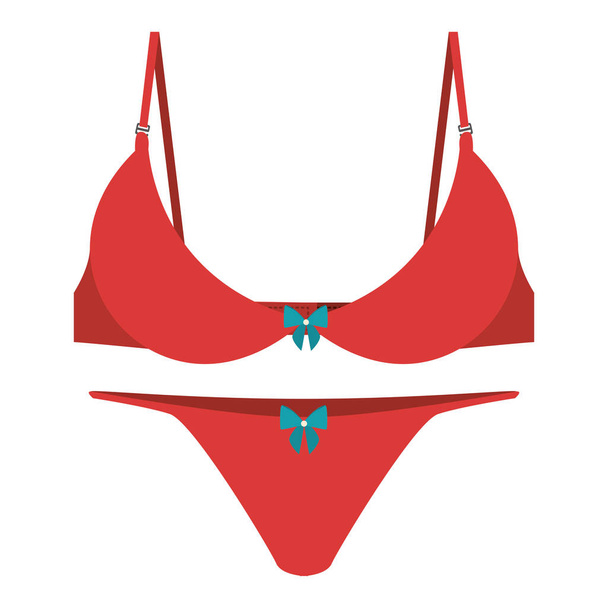 red set brassier tanga with bow - Vector, Image
