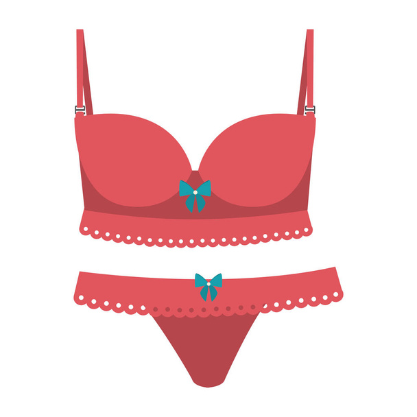 pink set lingerie with bow lace - Vector, Image