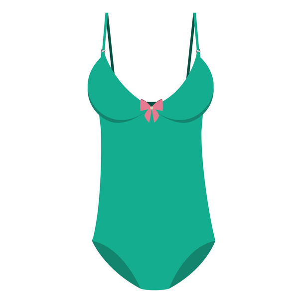 green one piece bikini with bow - Vector, Image