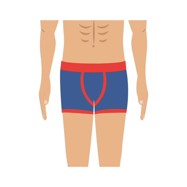 half body men with blue swimming boxer - Vector, Image