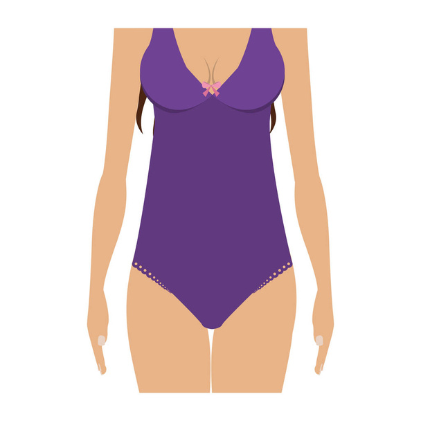 half body purple set bikini one piece - Vector, Image