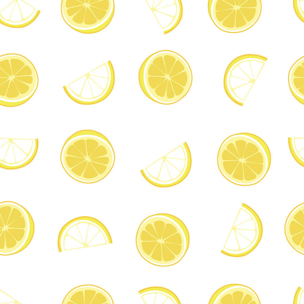 White and yellow lemon textile print seamless vector pattern - Vector, Image