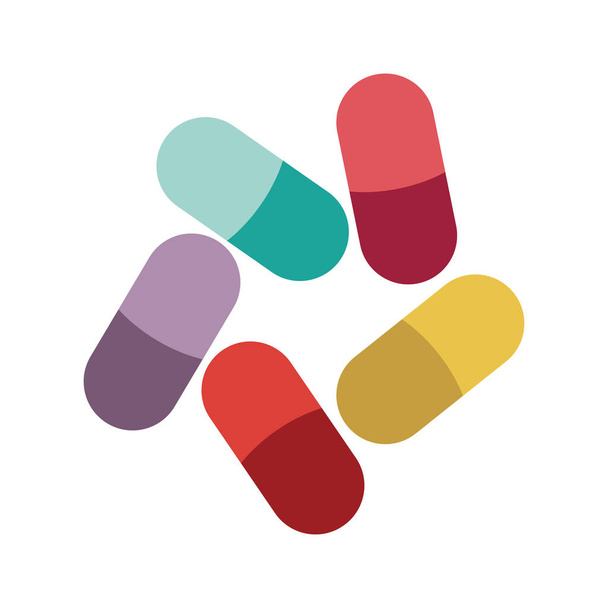 Colored pills and granules medical - Vector, Image