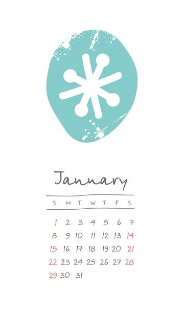 2017 naptári hónap január. Hét kezdődik vasárnap - Vektor, kép