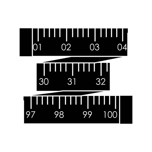 black silhouette tape measure in inches - Vector, Image