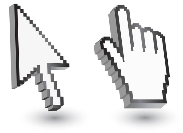 Pixel cursors icons: mouse hand arrow. - Vector, Image