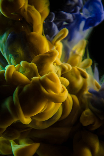  The yellow dye in the water. Abstract background. Wallpaper. Concept art - Foto, Imagem