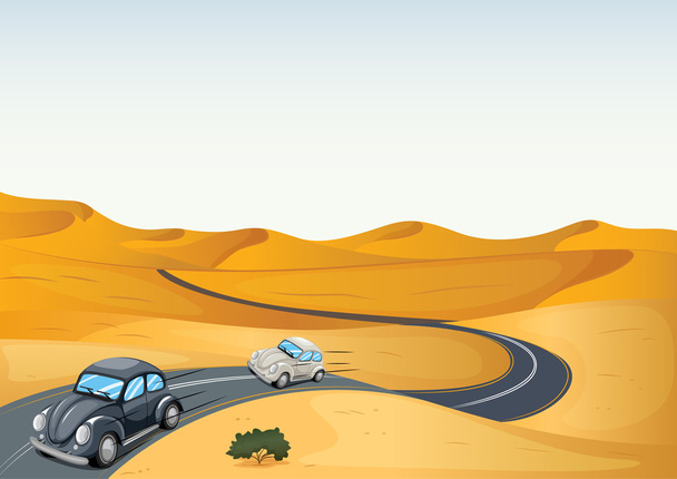 auto's in een woestijn - Vector, afbeelding