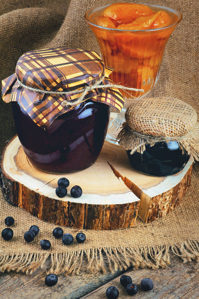 Jam, blackberry jam, blueberry. - Φωτογραφία, εικόνα
