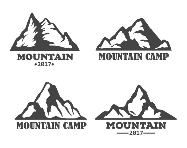 Hill landscape or mountain pick set of icons - Vector, Image