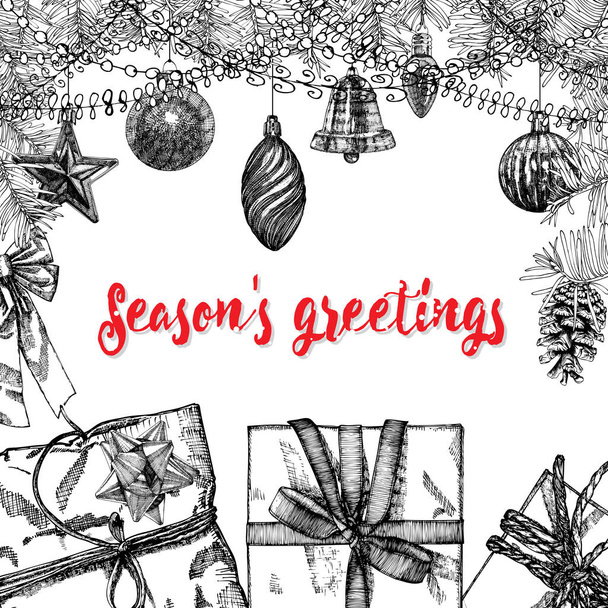 Winter holidays greeting card - ベクター画像