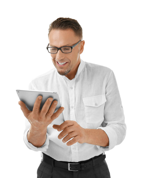 Handsome man with tablet  - Foto, afbeelding