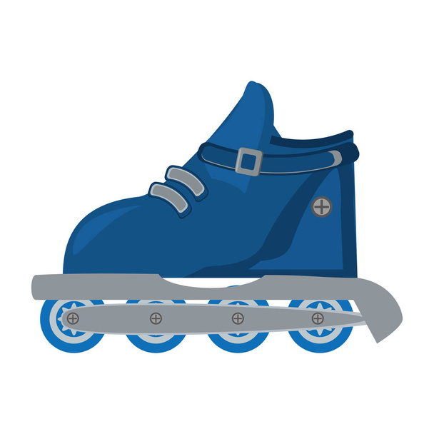blauwe rolschaatsen hobby activiteit - Vector, afbeelding