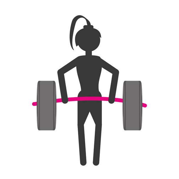silhouette ragazza sollevamento bilanciere fitness palestra
 - Vettoriali, immagini