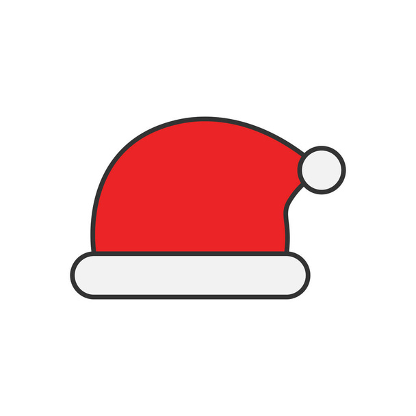 Санта Клауса капелюх рівна лінія значок - Вектор, зображення