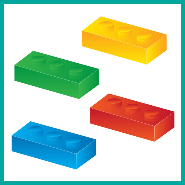 Cubes de jouets de construction. Briques de connecteur
 - Vecteur, image