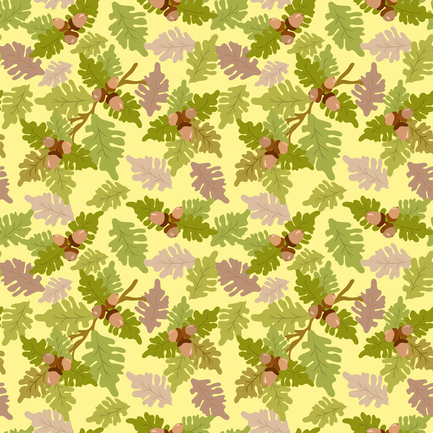 Oak branch with leaves and acorns - Вектор, зображення