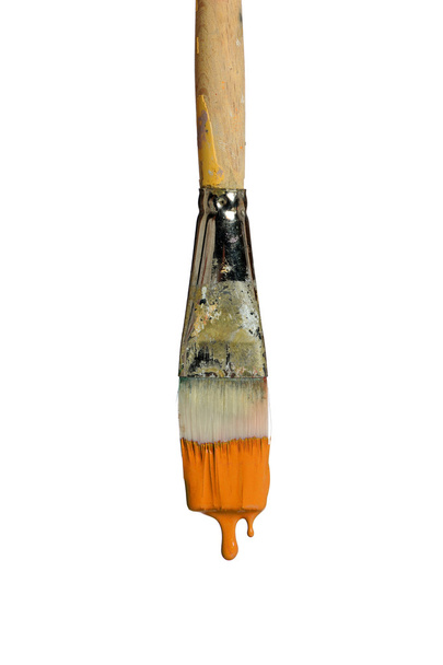 Paintbrush Dripping Orange Paint - Photo, image