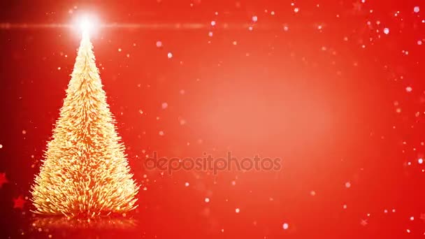 Χαρούμενα Χριστούγεννα κάρτα: χριστουγεννιάτικο δέντρο με ελαφριά νιφάδες χιονιού - Πλάνα, βίντεο