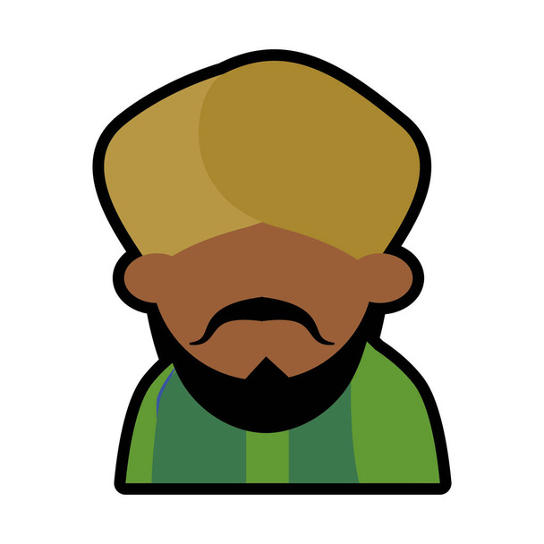 avatar cara indio hombre barbudo bigote turbante verde dhoti
 - Vector, imagen