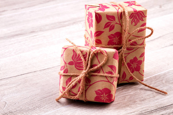 Boxes wrapped in gift paper. - Photo, Image