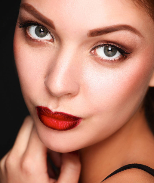 Close up portrait of beautiful young woman face - Fotó, kép