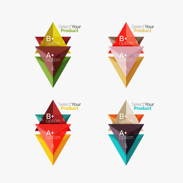 Set of triangle infographic layouts with text and options - Vector, Image