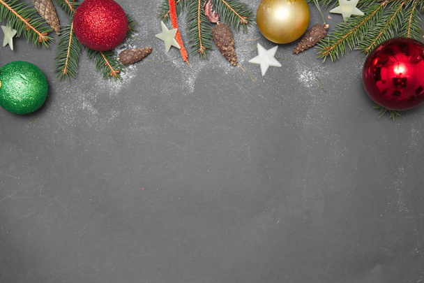 Christmas Decoration with text gray background - Фото, зображення