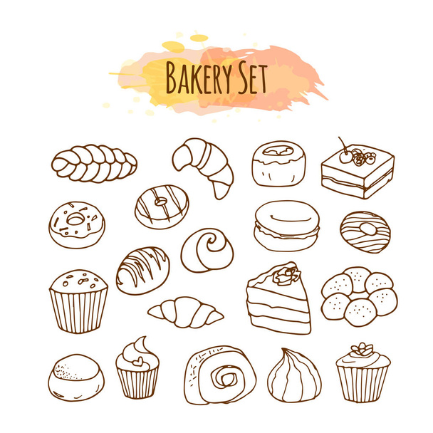 Bakery elements. Pastry illustration. - Vector, Imagen