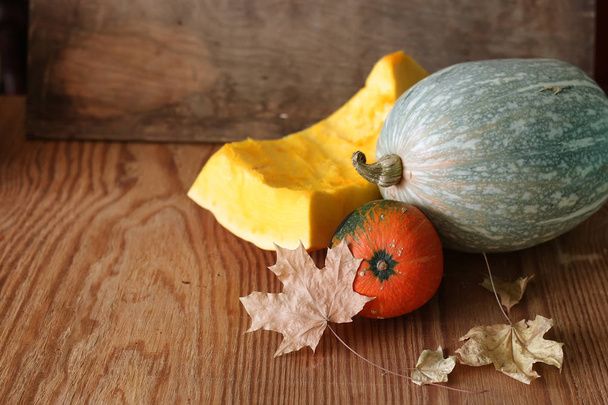 pumpkin cut harvest on the table - Photo, Image