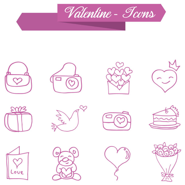 Object valentine day icons collection - Vector, afbeelding